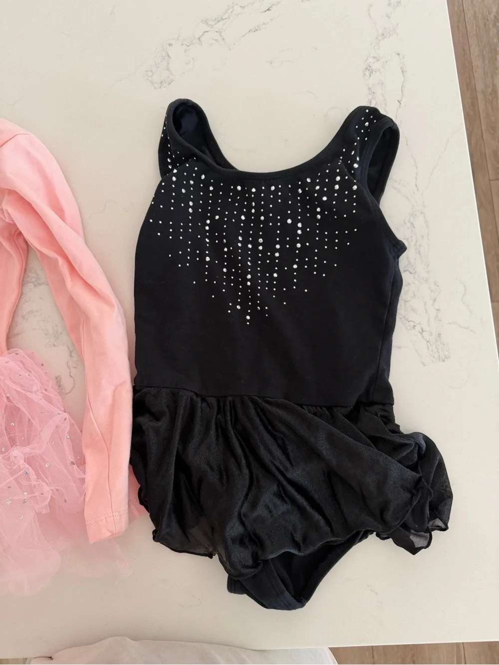 TWO items! Pink Tulle Ballet Dress and Black Sparkle Leotard Set